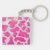 Monogram Koe Lichtroze en Witte Print Sleutelhanger (Achterkant)