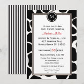 Monogram Koe Patroon en Stripes Baby shower Kaart (Voorkant / Achterkant)