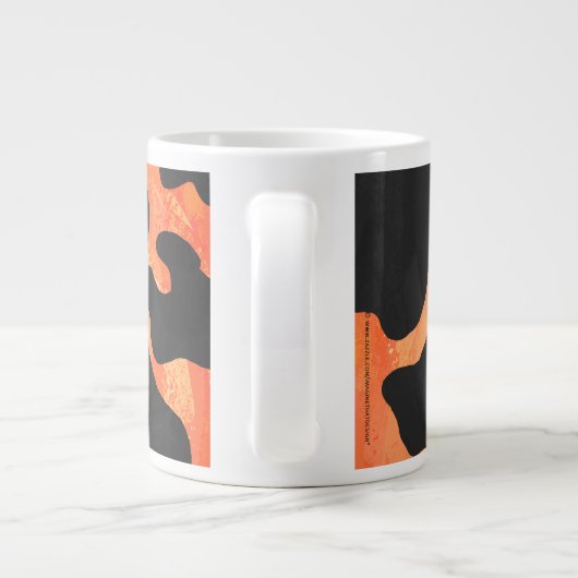 Monogram Koe Zwart en Oranje afdrukken Grote Koffiekop (Achterkant)