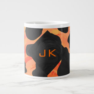Monogram Koe Zwart en Oranje afdrukken Grote Koffiekop