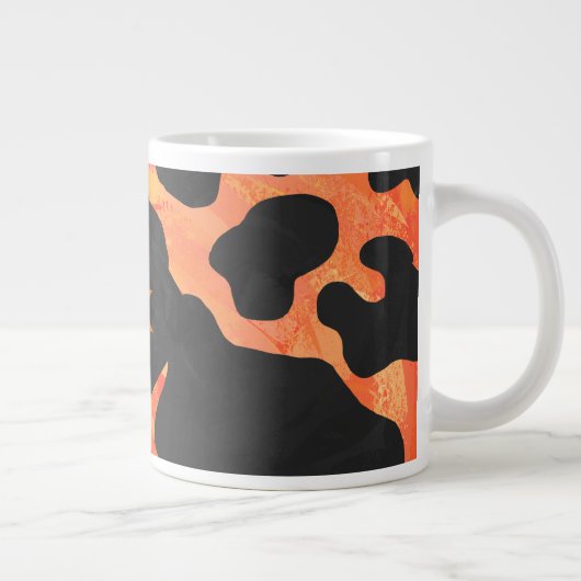 Monogram Koe Zwart en Oranje afdrukken Grote Koffiekop (Rechts)