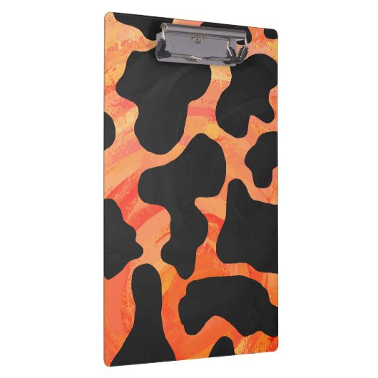 Monogram Koe Zwart en Oranje afdrukken Klembord (Rechts)