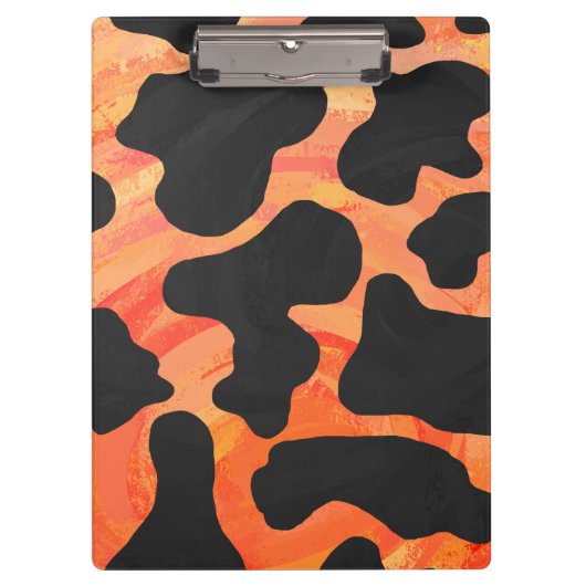 Monogram Koe Zwart en Oranje afdrukken Klembord (Voorkant)