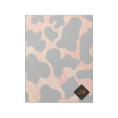 Monogram Koe Zwart en Oranje afdrukken Notitieblok (Linkerzijde)