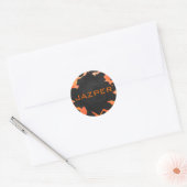 Monogram Koe Zwart en Oranje afdrukken Ronde Sticker (Envelop)
