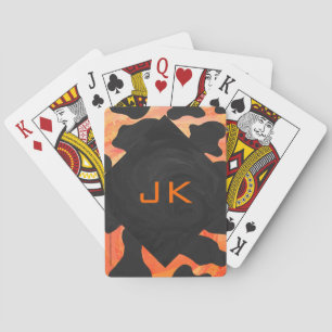 Monogram Koe Zwart en Oranje afdrukken Speelkaarten