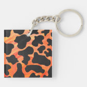 Monogram Koe Zwart en Oranje Print Sleutelhanger (Achterkant)