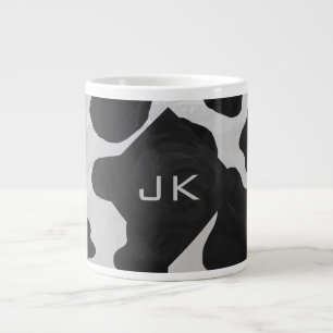 Monogram Koe Zwart en Wit Grote Koffiekop
