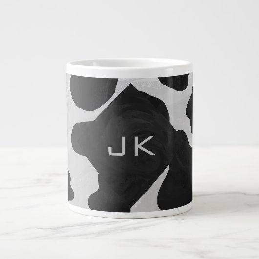 Monogram Koe Zwart en Wit Grote Koffiekop (Voorkant)