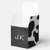 Monogram Koe zwart-wit Bedankdoosjes (Geopend)