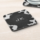 Monogram Koe zwart-wit Bier Onderzetter (Linkerzijde)