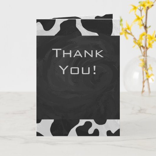 Monogram Koe zwart-wit Kaart (Gele Bloem)