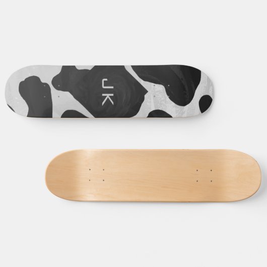 Monogram Koe zwart-wit Persoonlijk Skateboard (Horizontaal)