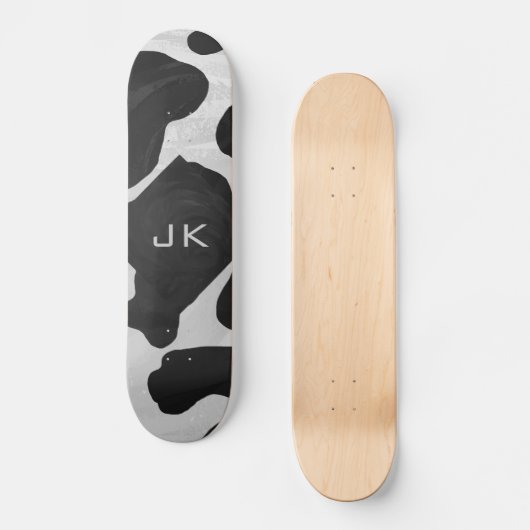Monogram Koe zwart-wit Persoonlijk Skateboard (Voorkant)