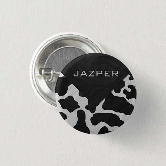 Monogram Koe zwart-wit Ronde Button 3,2 Cm (Voorkant /achterkant)