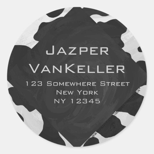 Monogram Koe zwart-wit Ronde Sticker (Voorkant)