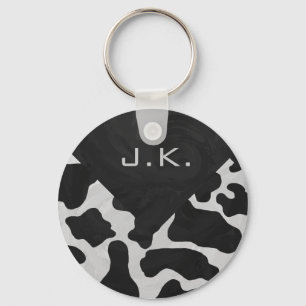 Monogram Koe zwart-wit Sleutelhanger