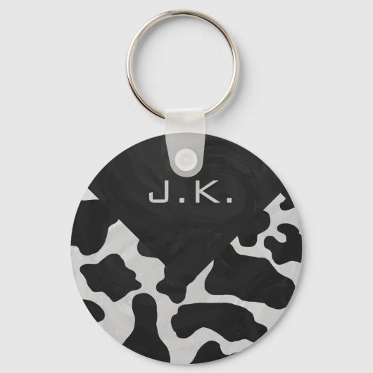 Monogram Koe zwart-wit Sleutelhanger (Voorkant)
