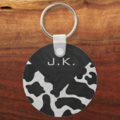 Monogram Koe zwart-wit Sleutelhanger (Voorkant)