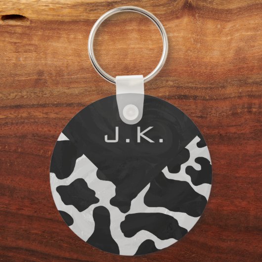 Monogram Koe zwart-wit Sleutelhanger (Voorkant)