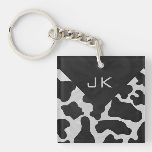Monogram Koe zwart-wit Sleutelhanger (Voorkant)