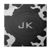 Monogram Koe zwart-wit Tegeltje (Voorkant)
