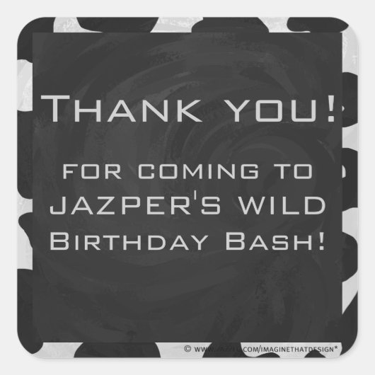 Monogram Koe zwart-wit Vierkante Sticker (Voorkant)