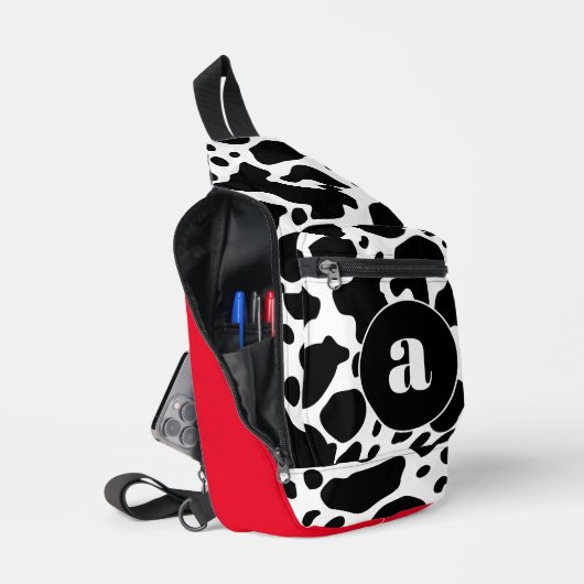 Monogram Koeienhuid crossbody tas (Open)