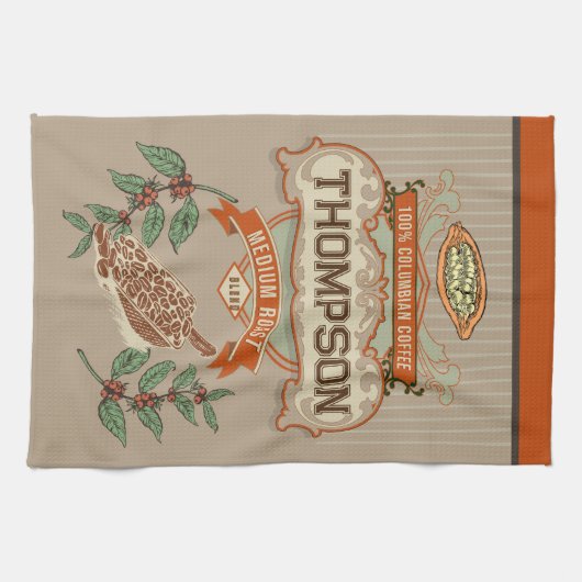 Monogram Koel rustiek Columbiaans Koffie  Theedoek (Horizontaal)