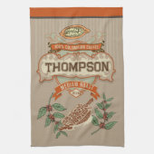 Monogram Koel rustiek Columbiaans Koffie  Theedoek (Verticaal)