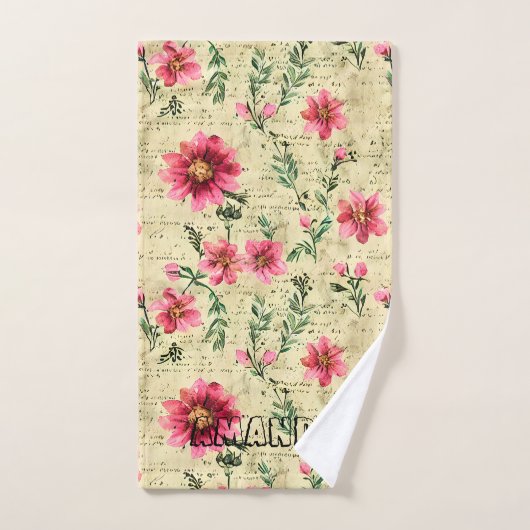 Monogram koele transparante tekst Retro plakboek Bad Handdoek (Handdoek)