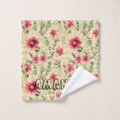 Monogram koele transparante tekst Retro plakboek Bad Handdoek (Wasdoekje)