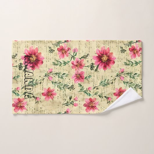 Monogram koele transparante tekst Retro plakboek Bad Handdoek (Handdoek)