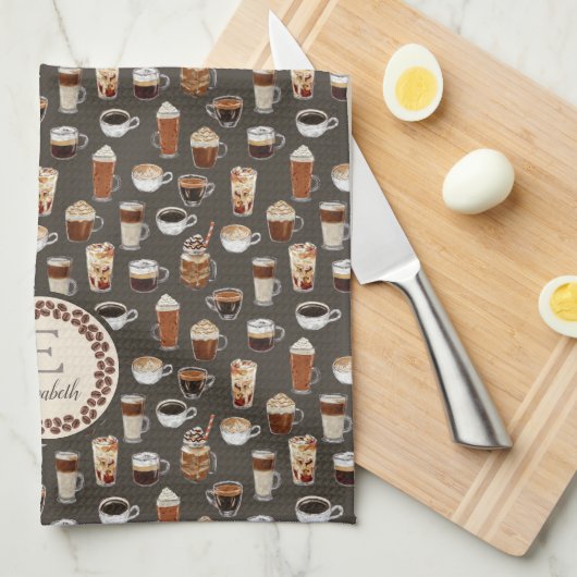 Monogram Koffee Lover Coffee Bean Theedoek (Quarter Fold)