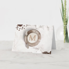 Monogram koffie latte art | Gelukkige verjaardag Kaart