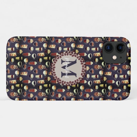 Monogram koffie Lover Case-Mate iPhone Case (Achterkant (horizontaal))