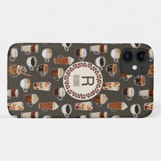 Monogram koffie Lover Case-Mate iPhone Case (Achterkant (horizontaal))