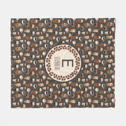 Monogram koffie Lover Fleece Deken (Voorkant (Horizontaal))