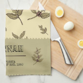 Monogram Koffie planten elegant klassiek ontwerp Theedoek (Quarter Fold)