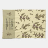 Monogram Koffie planten elegant klassiek ontwerp Theedoek (Horizontaal)