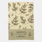 Monogram Koffie planten elegant klassiek ontwerp Theedoek (Verticaal)