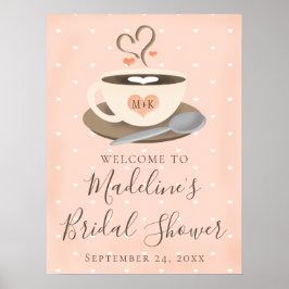 Monogram Koffiekop Bruidsdouche Welkomstbord Poster