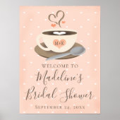 Monogram koffiekop bruiloftsshower welkomstbord poster (Voorkant)