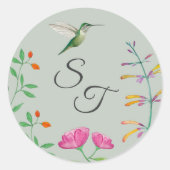 Monogram Kolibrie Ronde Sticker (Voorkant)