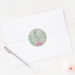 Monogram Kolibrie Ronde Sticker