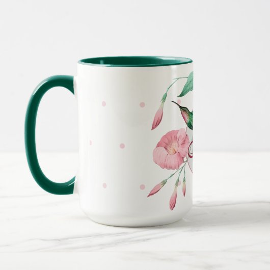 Monogram Kolibrie Roze Mint Bloemendecoratie Mok (Links)