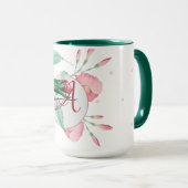 Monogram Kolibrie Roze Mint Bloemendecoratie Mok (Voorkant rechts)
