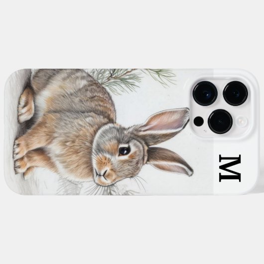 Monogram Konijn en Pijnboom Case-Mate iPhone Case (Achterkant (horizontaal))