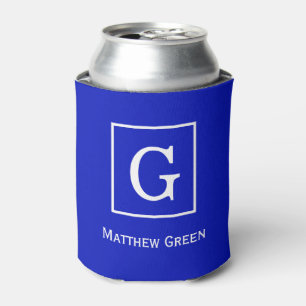 Monogram koninklijk blauw wit omgevormd Initiaal Blikjeskoeler
