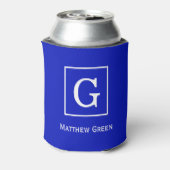 Monogram koninklijk blauw wit omgevormd Initiaal Blikjeskoeler (Blikje Achterkant)